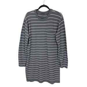 ATM Anthony Thomas Striped Midi Dress Long Sleeve Gray Preppy Overdized Large